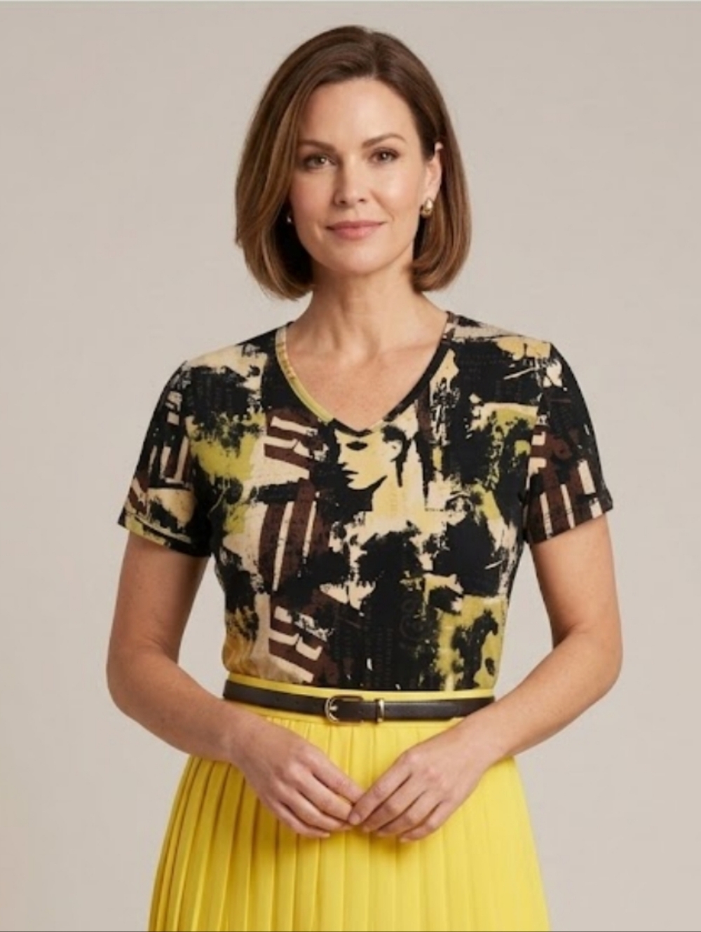 Nygard Collection Graphic Print Top size M
